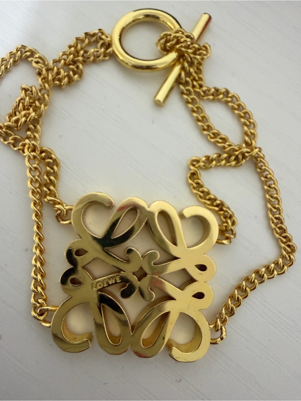Loewe Gold Anagram Pendant Necklace - Gold